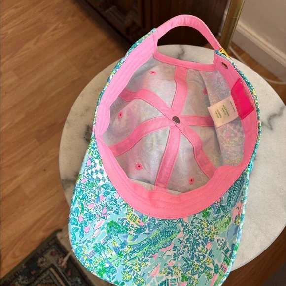 LILLY PULITIZER Run Around Baseball Cap Colorful Tropical Pastel Resort Pink - Picture 2 of 4
